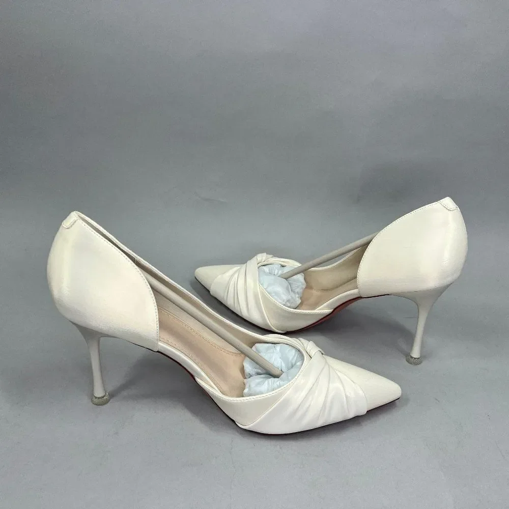 ZBY Women's Size 8.5 Off White Twist Knot Heels!‎